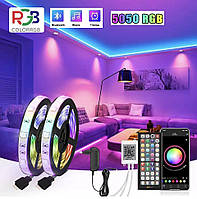 Світлодіодна LED стрічка RGB 20 метрів, SMD 5050, 24 В, Bluetooth, пульт і блок живлення   (SD101BB)