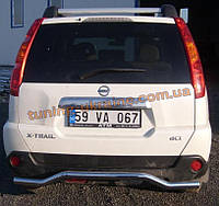 Защита заднего бампера труба с изгибом D60 на Nissan X-Trail (31) 2007-2010