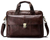 Сумка мужская кожаная горизонтального типа Vintage 14798 Коричневая стильная сумка для мужчин
