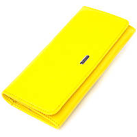 Яркий молодежный кошелек из натуральной кожи флотар CANPELLINI 21612 Лимонный стильный кошелек бумажник для