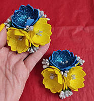 Квіти на заколках чи на резинках жовто-блакитні 85 грн за 1 шт