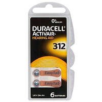 Батарейка Duracell Activair 312 для слухового апарату, 1.45V, блістер 6 шт.