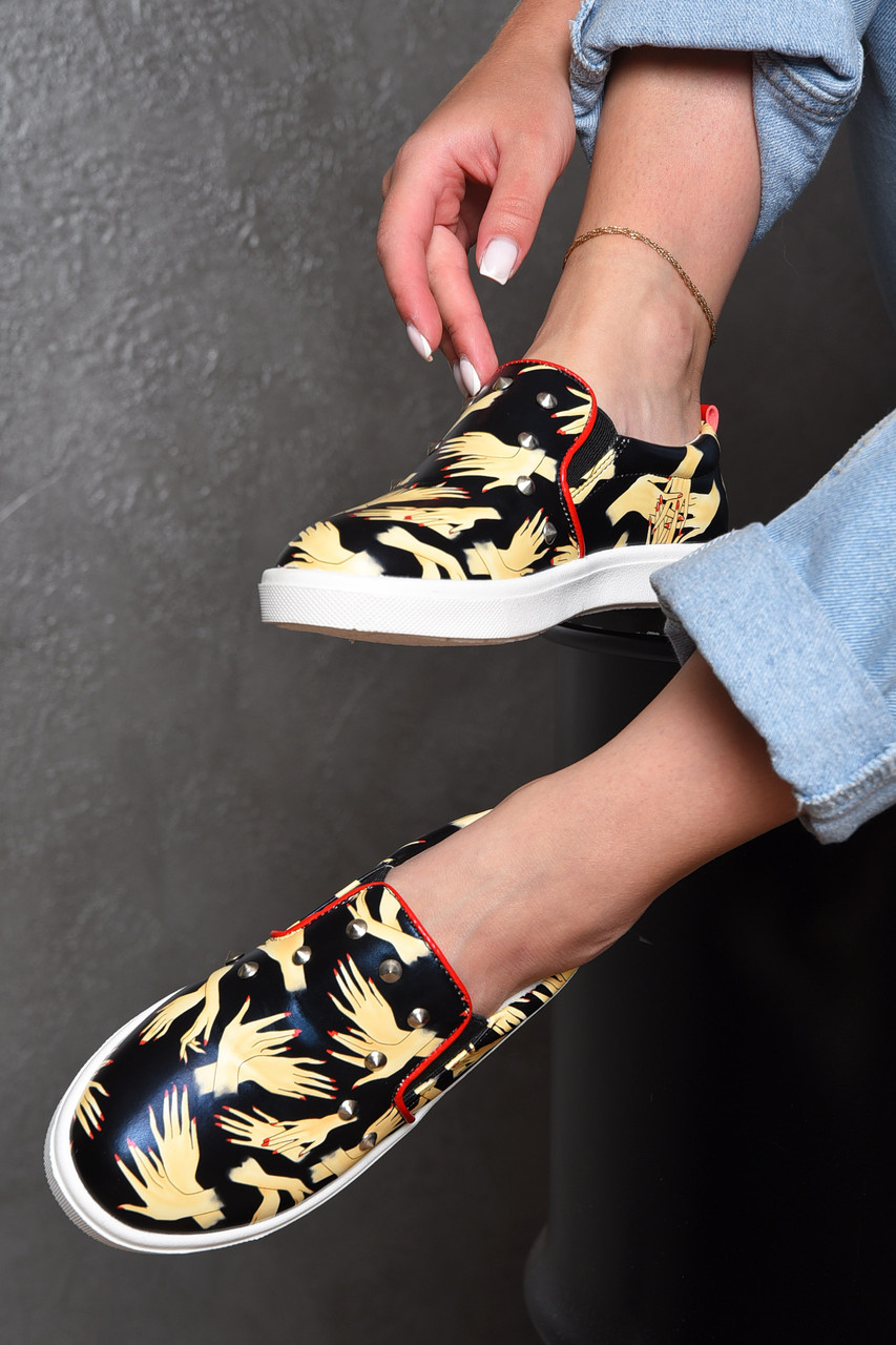 Мокасины детские для девочки черного цвета с принтом 159392M (ID ...