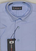 Сорочка дитяча dк-0017 Lagard однотонна блакитна приталені з коротким рукавом
