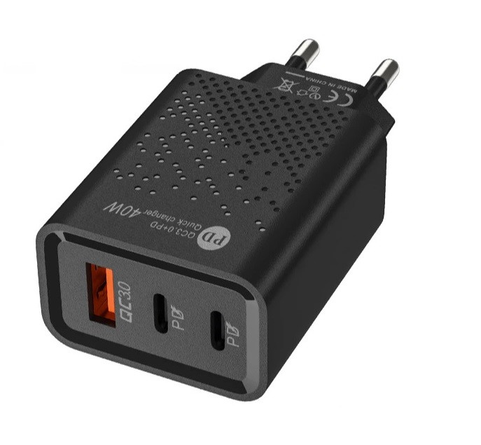 Мережевий зарядний QC3.0/PD3.0 40W 1xUSB + Type-C пристрій  швидка зарядка смартфона ADP-892