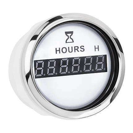 Цифровий лічильник мотогодин для човна та катера I GAUGE 52MM білий LED дисплей, фото 1