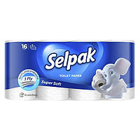 Туалетная бумага Selpak Super Soft белая 3-х слойная 16 шт, Турция