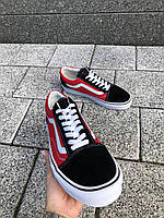 Мужские кеды Vans Old Skool Black White Red ванс олд скул