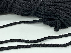 Бавовняний шнур чорний 6мм(1метр)