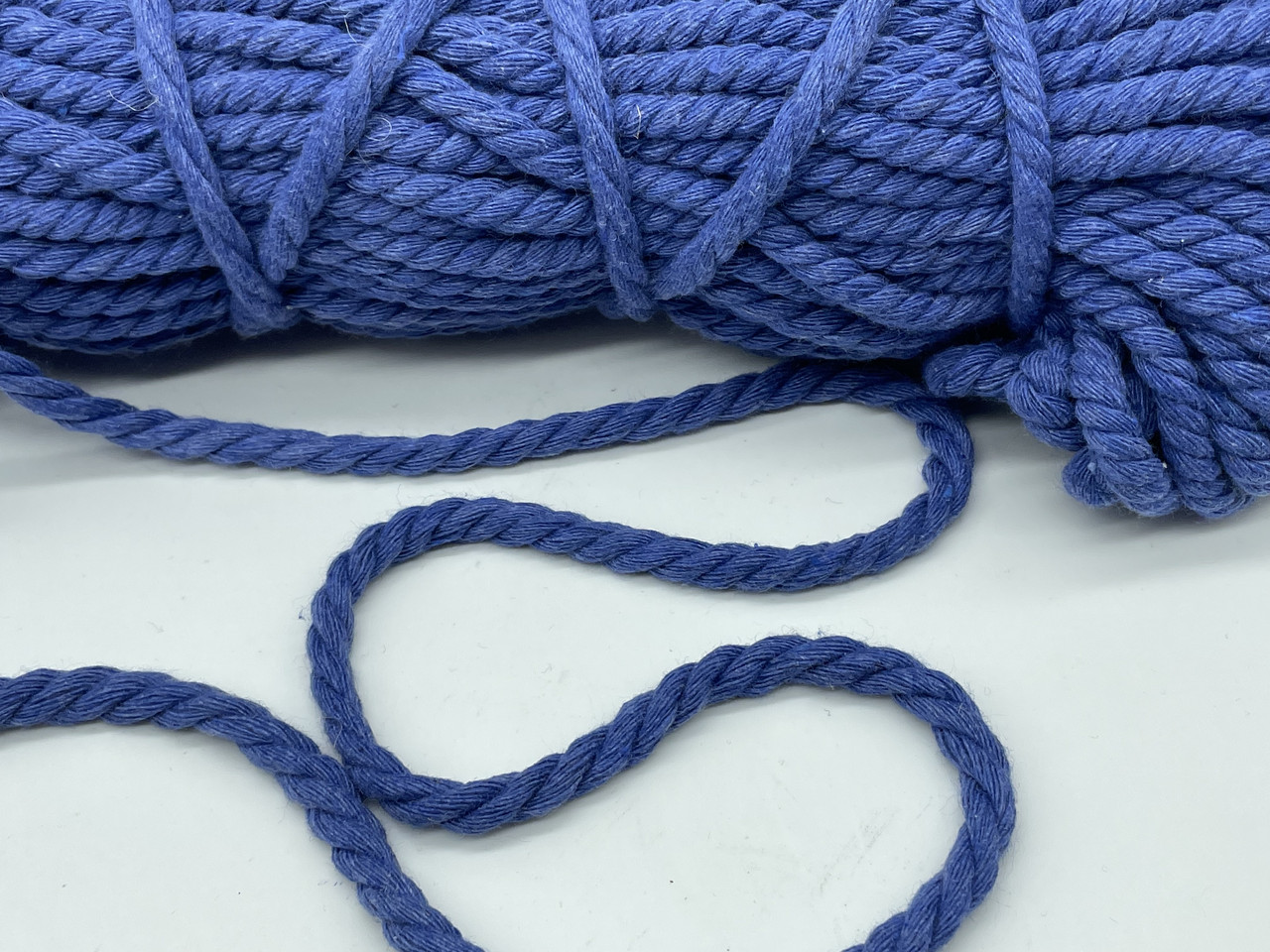 Бавовняний шнур синій 6мм(1метр)
