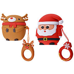 Силіконовий футляр Happy New Year з кільцем для навушників AirPods 1/2