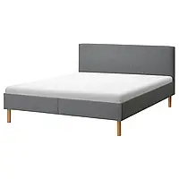 НАРОН Каркас кровати с мягкой обивкой, серый, 140x200 см