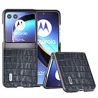 Защитный чехол ABEEL Croco Skin для Motorola Razr 40 Ultra - Blue