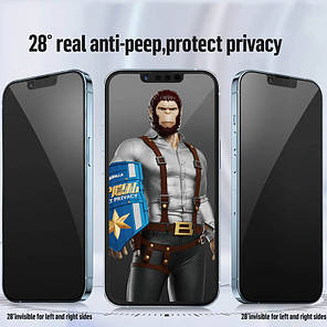 Захисне 2.5D скло Blueo Full Cover Anti-Peep для Apple iPhone 14 Pro (6.1"), фото 3