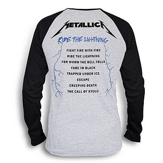 Футболка реглан з довгим рукавом METALLICA Ride The Lightning меланж-чорний, фото 4
