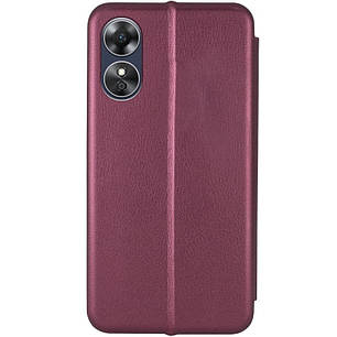 Шкіряний чохол (книжка) Classy для Oppo A17 / A17K Бордовий, Слот для візитки, фото 3