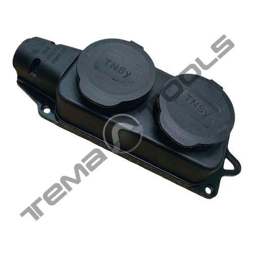 Колодка каучукова на 2 розетки з кришкою RUBBER IP44 250В 16А для подовжувача із заземленням