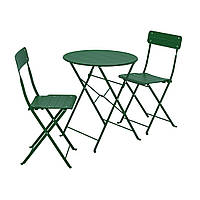 СУНДСО Стол+2 стула, садовый, зеленый/зеленый