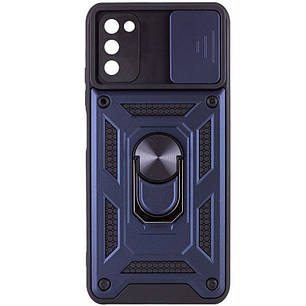 Ударостійкий чохол Camshield Serge Ring для Samsung Galaxy A03s Синій, TPU+PC, Шторка на камеру, фото 2