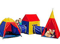 Палатка детская игровая с тоннелем 5 в 1 (домик-палатка с туннелем вигвам) V_0211