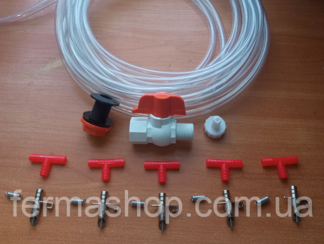 Система ніпельного напування для кроликів №1 на 5 напувалок, набір, фото 1