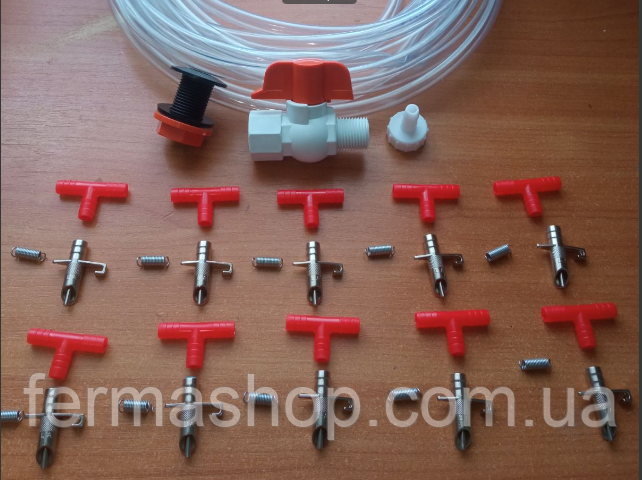 Система ніпельного напування для кроликів №1 на 10 поїлок, набір, фото 1