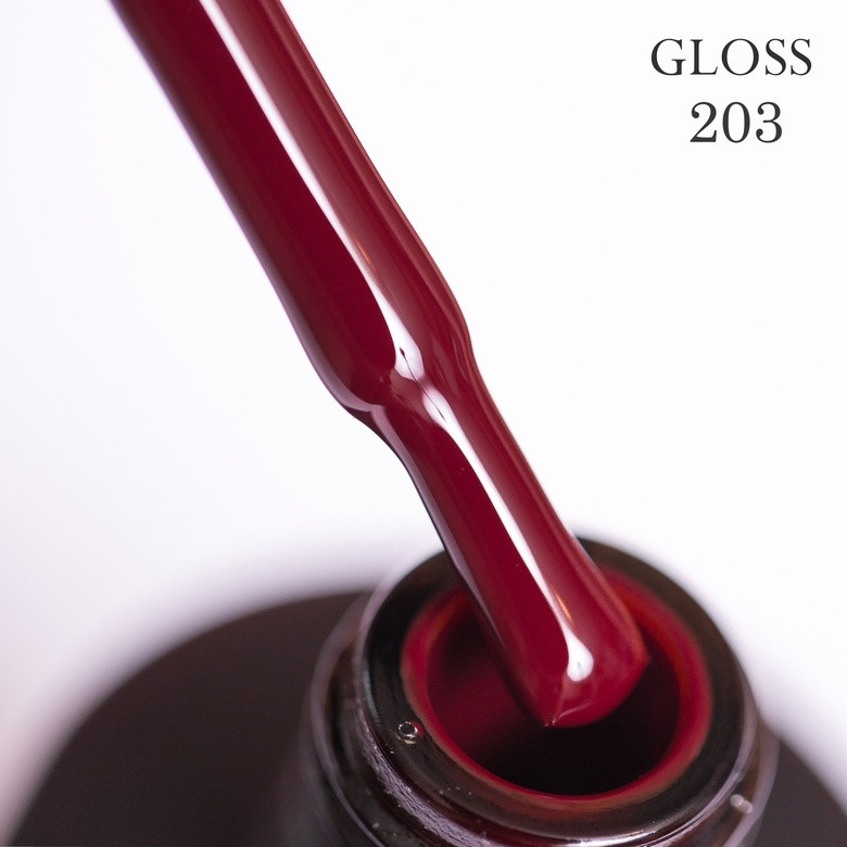 Гель-лак GLOSS 203 (бордовий), 11 мл, фото 1