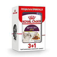 Акция! 3+1!Royal Canin Sensory Smell Gravy (кусочки в соусе) паучи для привередливых кошек 3+1шт в подарок!