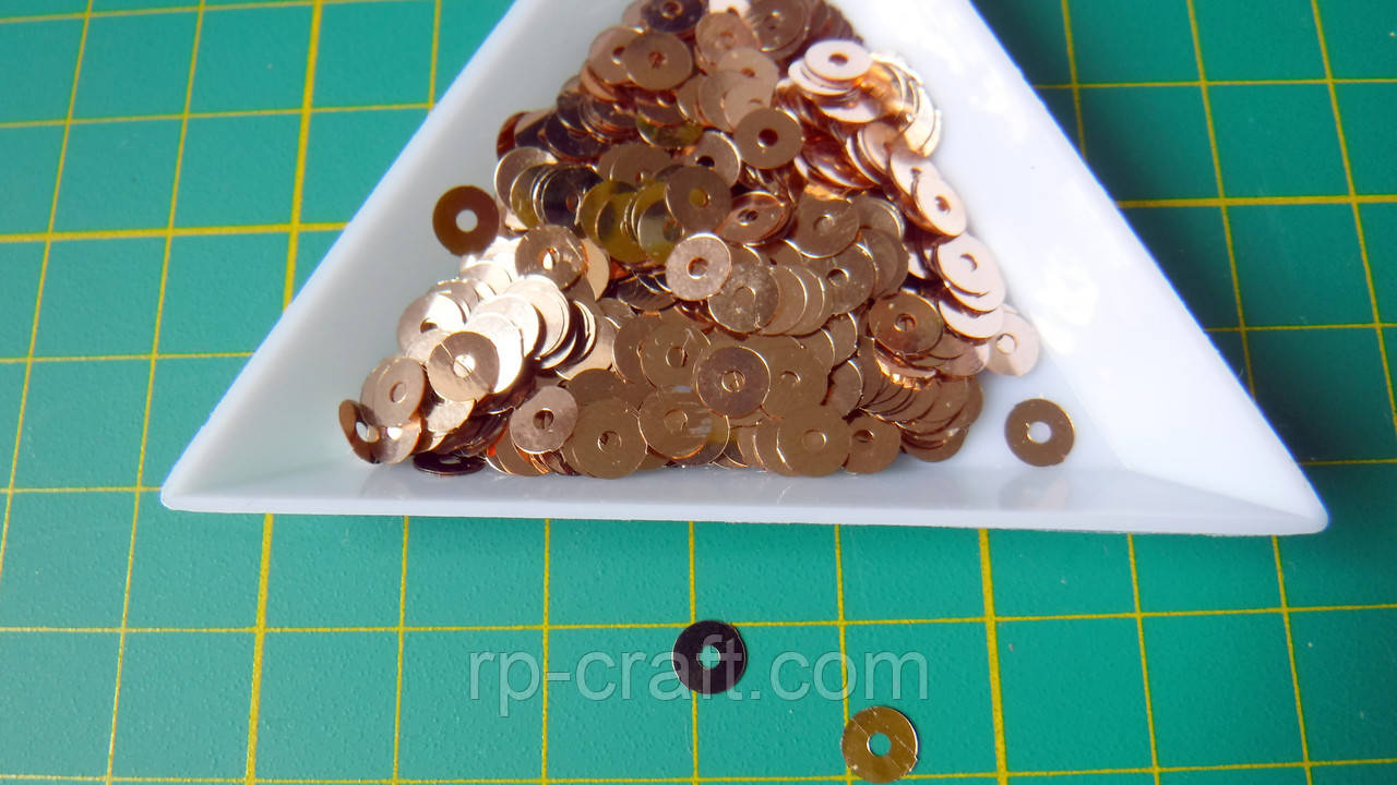 82. Упаковка паєток. Круглі, плоскі, 4 мм, 4 грами, коричневі, фото 1