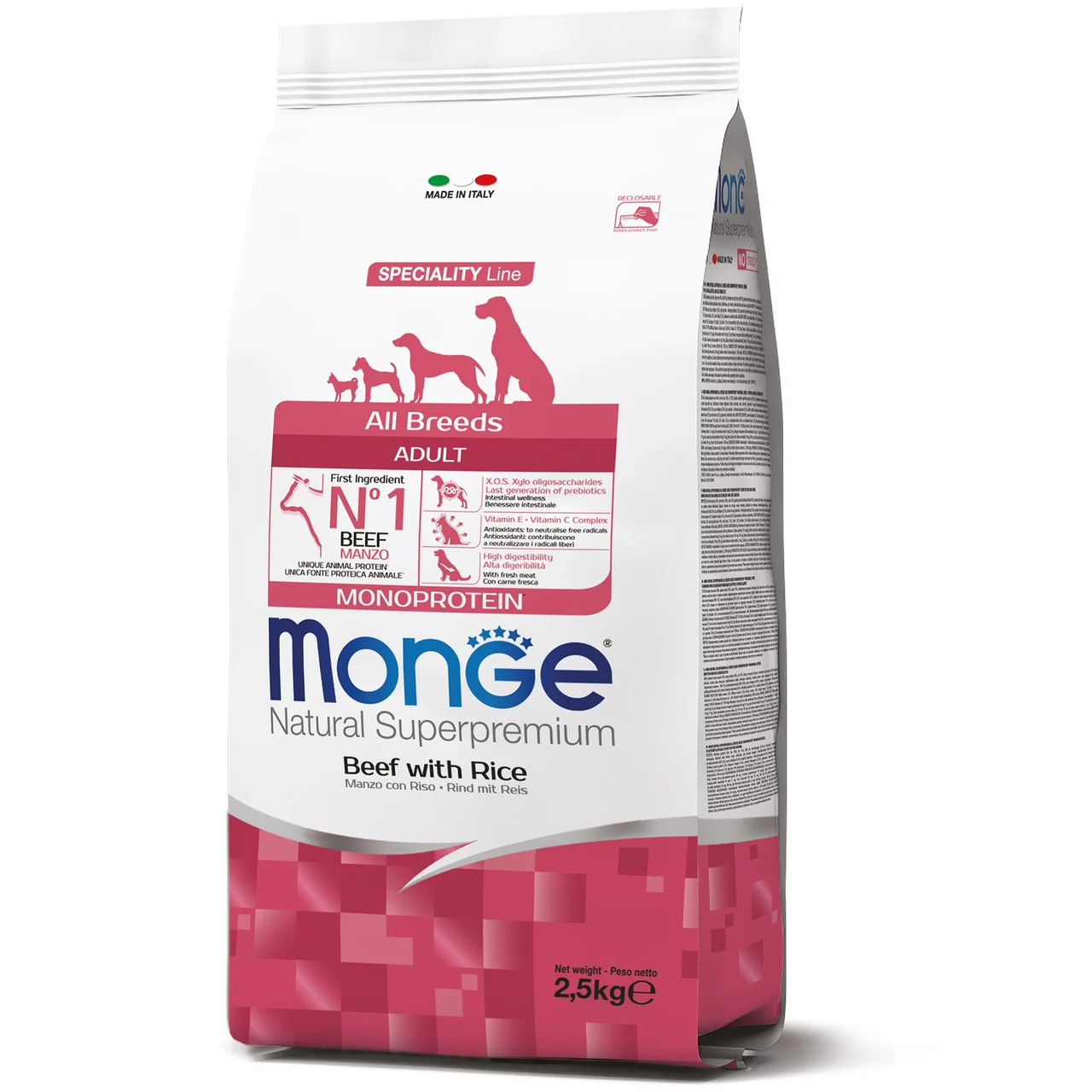 Monge Dog All breeds Adult сухий корм для собак усіх порід яловичина з рисом, 2.5КГ