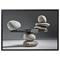 БЬЁРКСТА Картина в раме, балансирующие камни/черный, 140x100 см