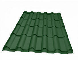 Металочерепиця Ретро ARCELOR MITTAL 0,5 mm PEMA RAL 6020, фото 1