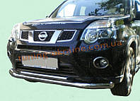 Защита переднего бампера труба двойная D60-42 на Nissan X-Trail (31) 2007-2010