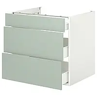 ENHET Нижний шкаф с 3 ящиками, белый/бледно-серо-зеленый, 80x62x75 см