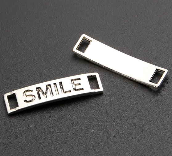 Фурнітура для браслета Finding Конектор посмішка SMILE Античне срібло 27 мм x 6 мм