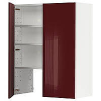 МЕТОД Карнизный шкаф с полкой/дверью, Калларп белый/темно-красно-коричневый глянцевый, 80x100 см