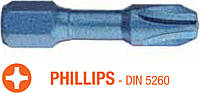 Насадка викруткова ударна USH Blue Shock : Philips PH2 x 30 мм Torsion, Уп. 5 шт.