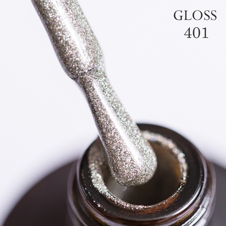 Гель-лак GLOSS 401 (сріблястий з голографічним мікроблиском), 11 мл, фото 1