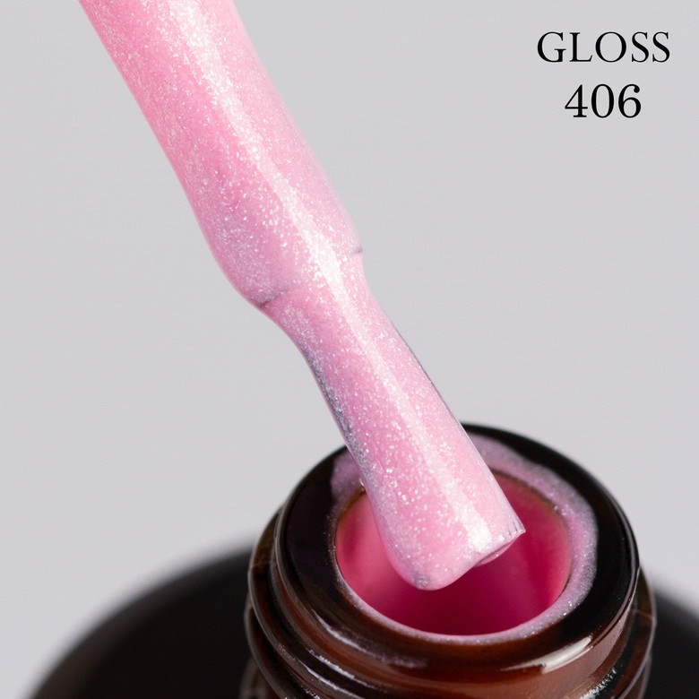 Гель-лак GLOSS 406 (рожевий з мікроблиском), 11 мл, фото 1