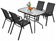 Комплект садовой мебели Kontrast Majorka DUO-4 Black стол + 4 стула дачная мебель для сада V_1027
