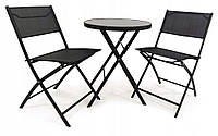 Комплект меблів Kontrast TASOS Black садовий круглий стіл + 2 стільці V_1033