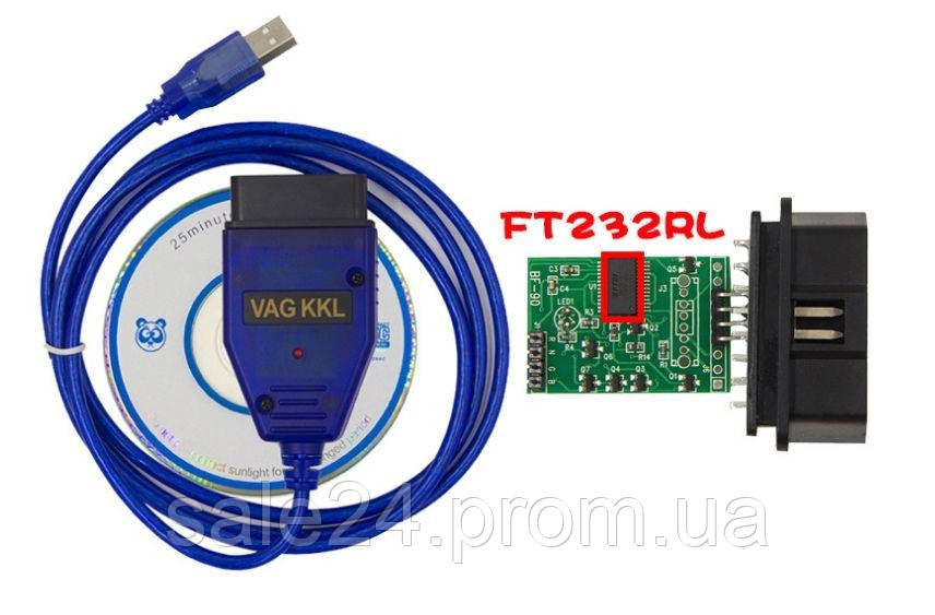 Адаптер сканер K-Line VAG-COM KKL USB VAG 409.1 FT232RL (590760264) Синій