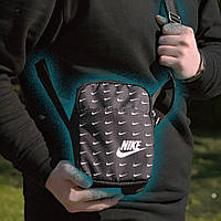Барсетка сумка черная Nike мужская тканевая через плечо Сумка барсетка мессенджер мужской Найк
