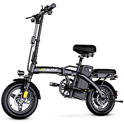 Електровелосипед ASKMY 14" 500W 48V 13Аh (модель 2023 року) чорний, з корзиною і додатковим сидінням