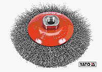 Щітка зачисна з нержавіючої сталі, дискова до КШМ YATO : Ø=125 мм, гайка- М14, 12500 об/хв [10/60]