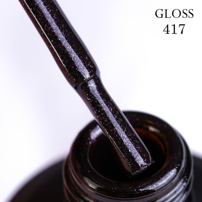 Гель-лак GLOSS 417 (темно-сливовий з мікроблиском), 11 мл, фото 1