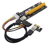 Райзер молекс 006 60см USB PCI-E 1x to 16x molex (400356372) Чорний