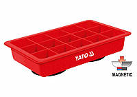 Органайзер пластиковий з магнітним дном YATO : 190 х 120 х 34 мм, 15 відділень - 33 х 33 мм [48]