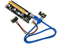 Райзер молекс 002 60см USB PCI-E 1x to 16x molex 400356372-1 Чорний