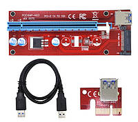 Райзер SATA 007S 60см USB PCI-E 1x to 16x САТА 375325668 Червоний